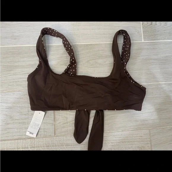 PacSun Brown Polka Dots Bikini Reversible Amor Y Besos Size M - Picture 3 of 4